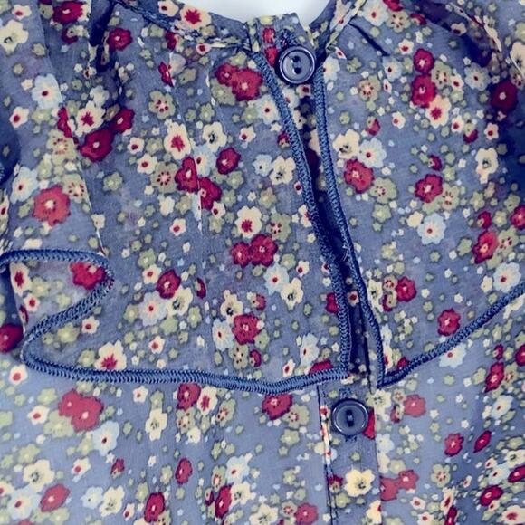 Maurices Sheer Floral Button-Up Top Large – Peplum Hem, Sleeveless - Picture 10 of 14